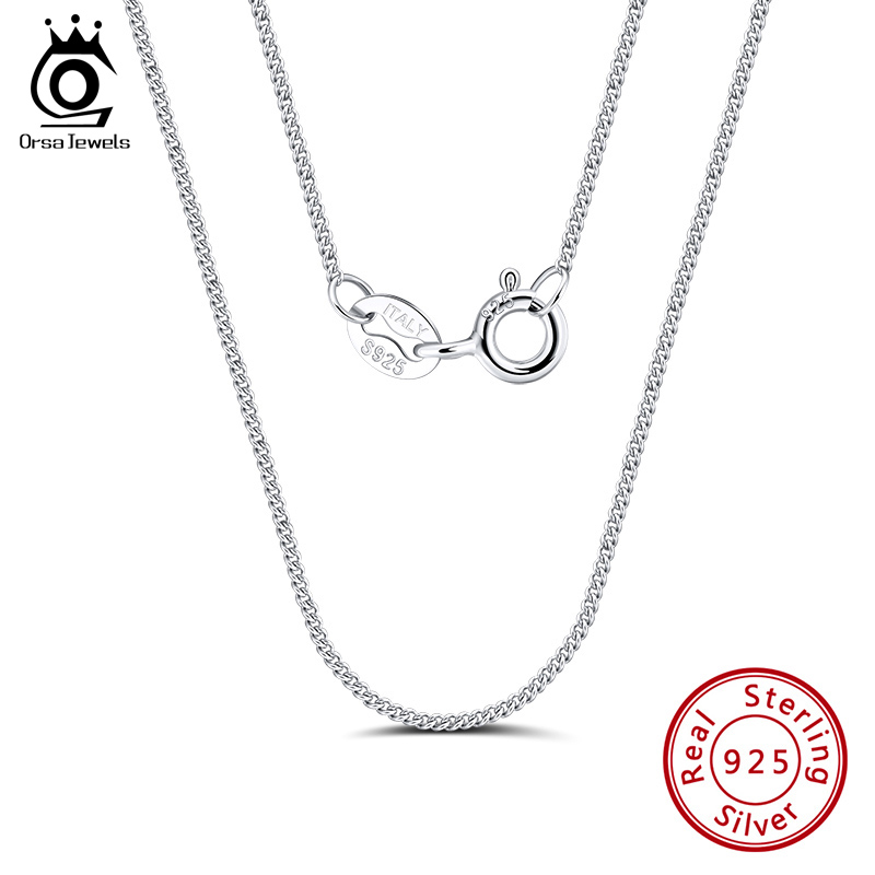 925 Sterling Silver Chain Necklace Men - ORSA JEWELS-collar italiano de Plata de