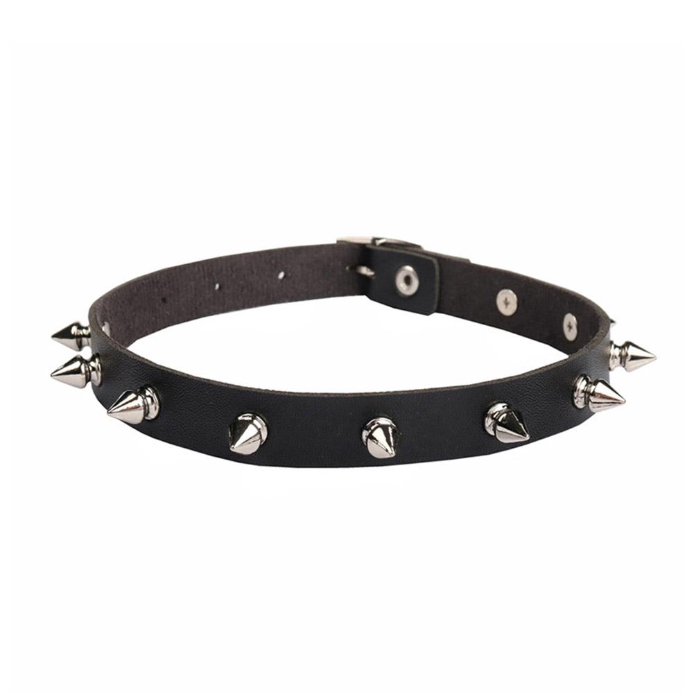 Goth Punk Spike Choker - Collar de cuero PU negro para
