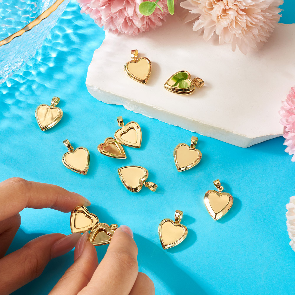 10 colgantes de latón con form - Heart Locket Necklace Photo reseña y precio