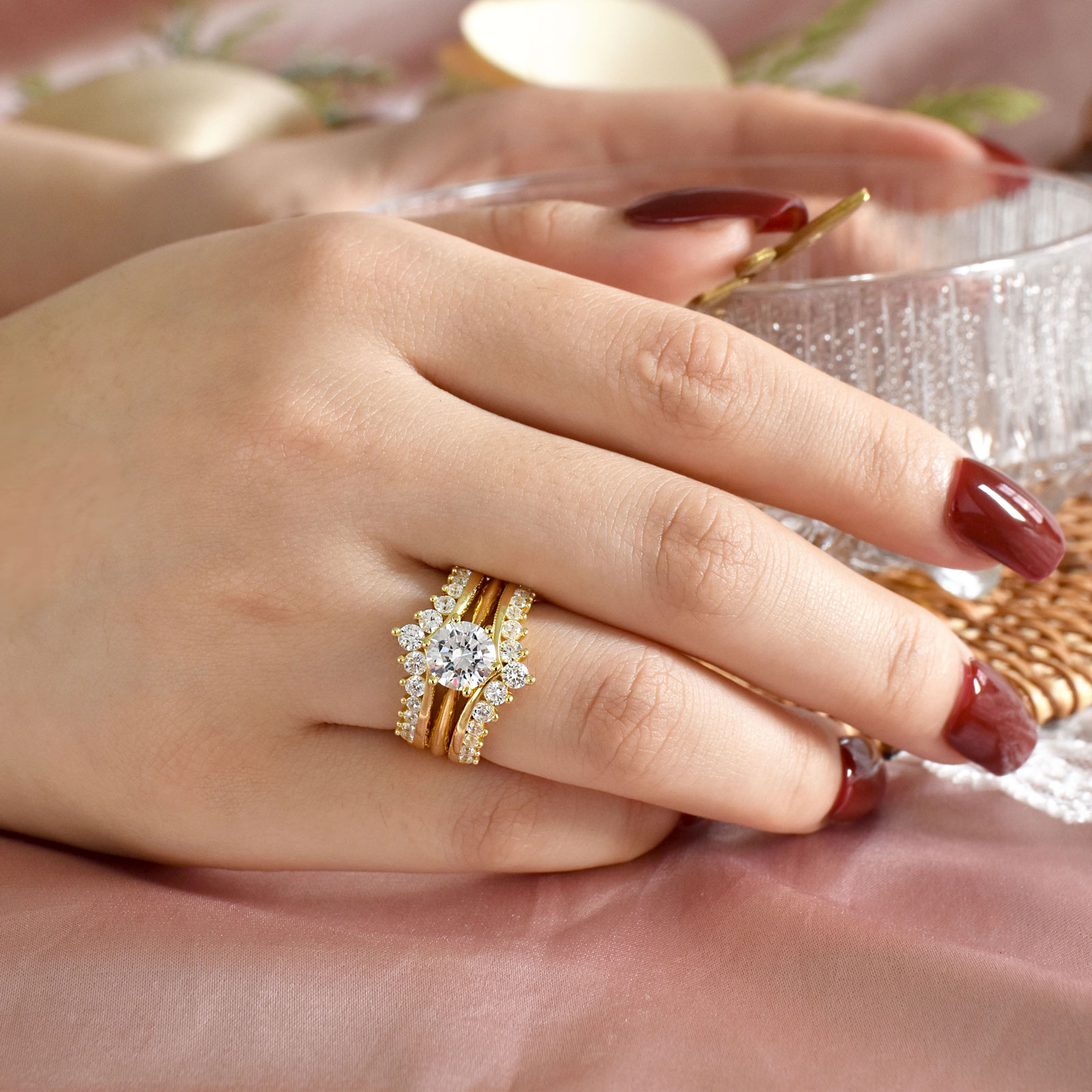 Newshe - Juego de Anillos de B - Moissanite Engagement Ring 1 Carat reseña y precio