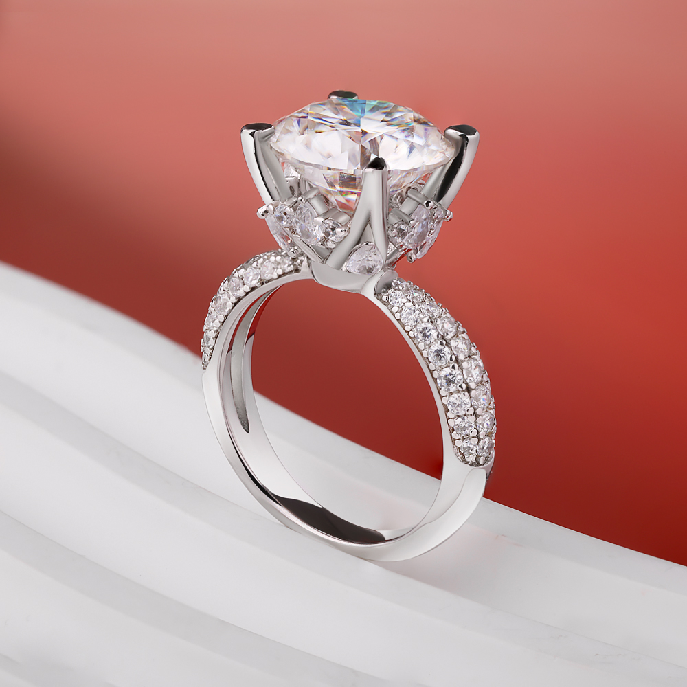 BXINY D Color 5CT anillos de m - Moissanite Engagement Ring 1 Carat reseña y precio