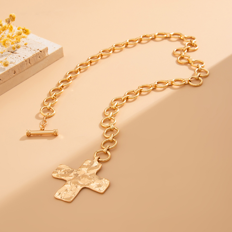 Collar de cruz grueso con capa - Cross Pendant Necklace Gold reseña y precio