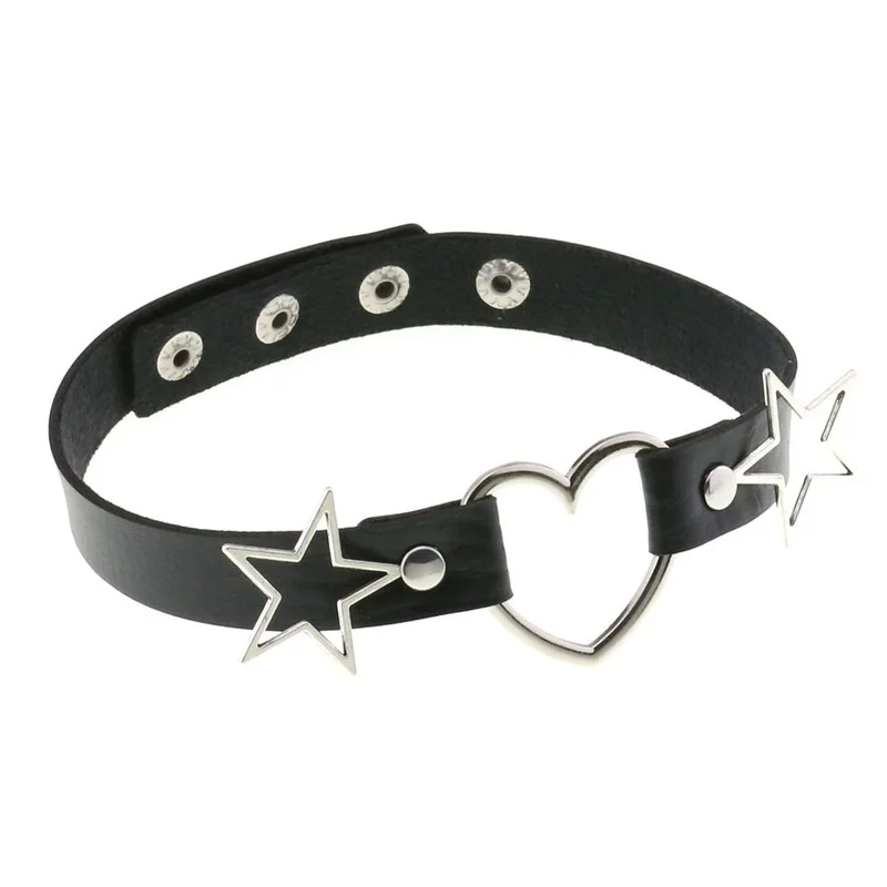 Decopunk Punk PU cuero corazón - Goth Punk Spike Choker reseña y precio
