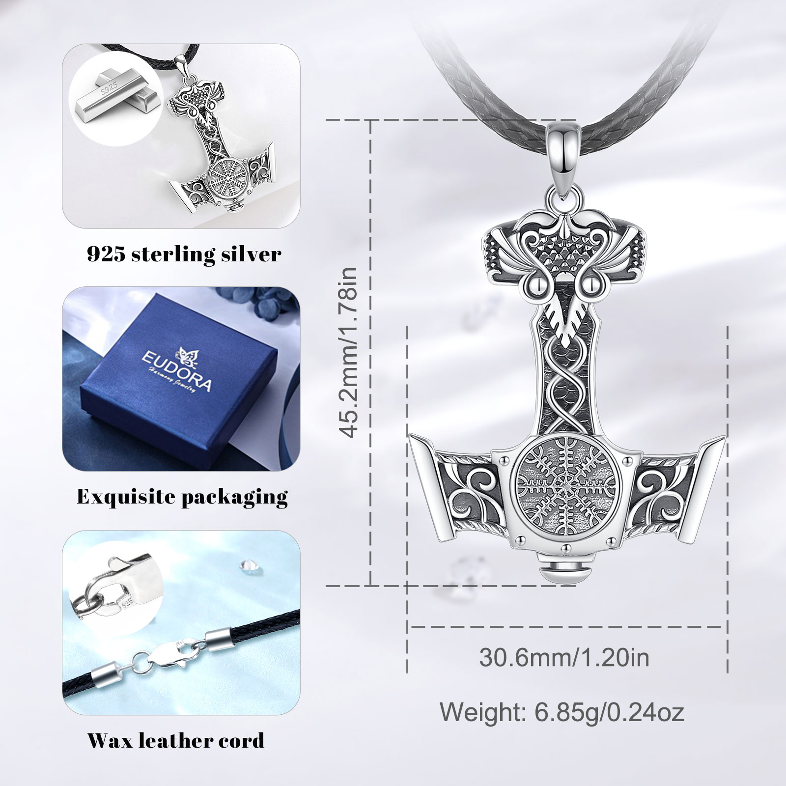 Eudora-collar de plata de ley  - 925 Sterling Silver Chain Necklace Men reseña y precio