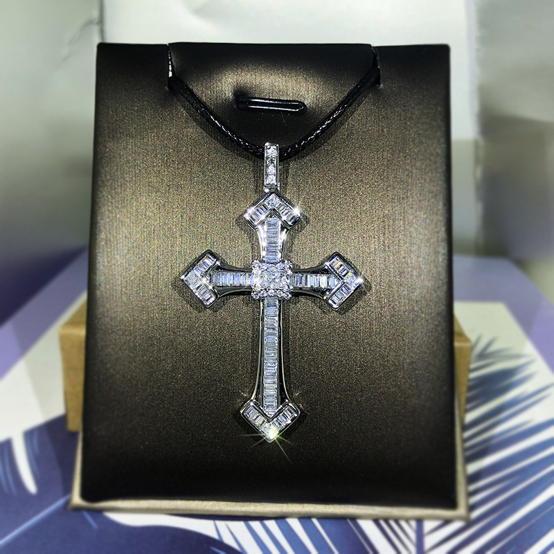 Colgante de Cruz clásica para  - 925 Sterling Silver Chain Necklace Men reseña y precio