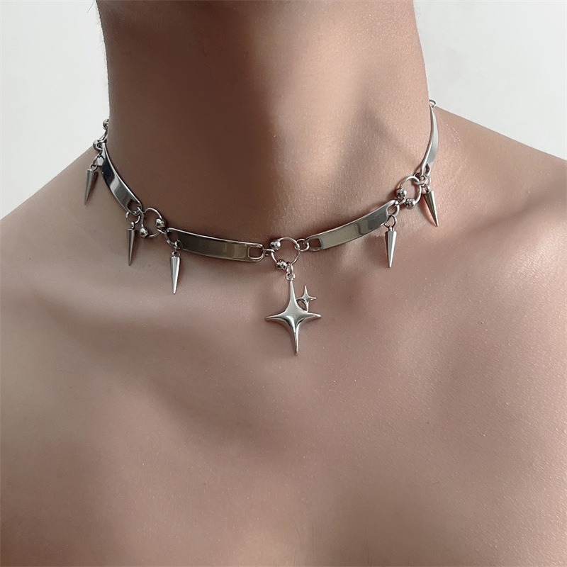 Collar de acero inoxidable est - Goth Punk Spike Choker reseña y precio