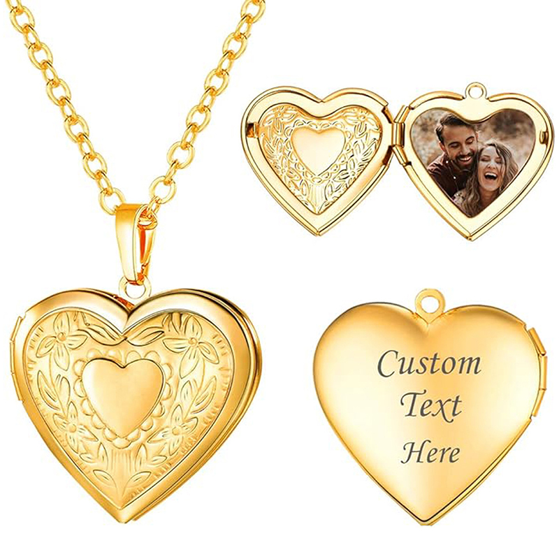 Collar con Medallón Personaliz - Heart Locket Necklace Photo reseña y precio