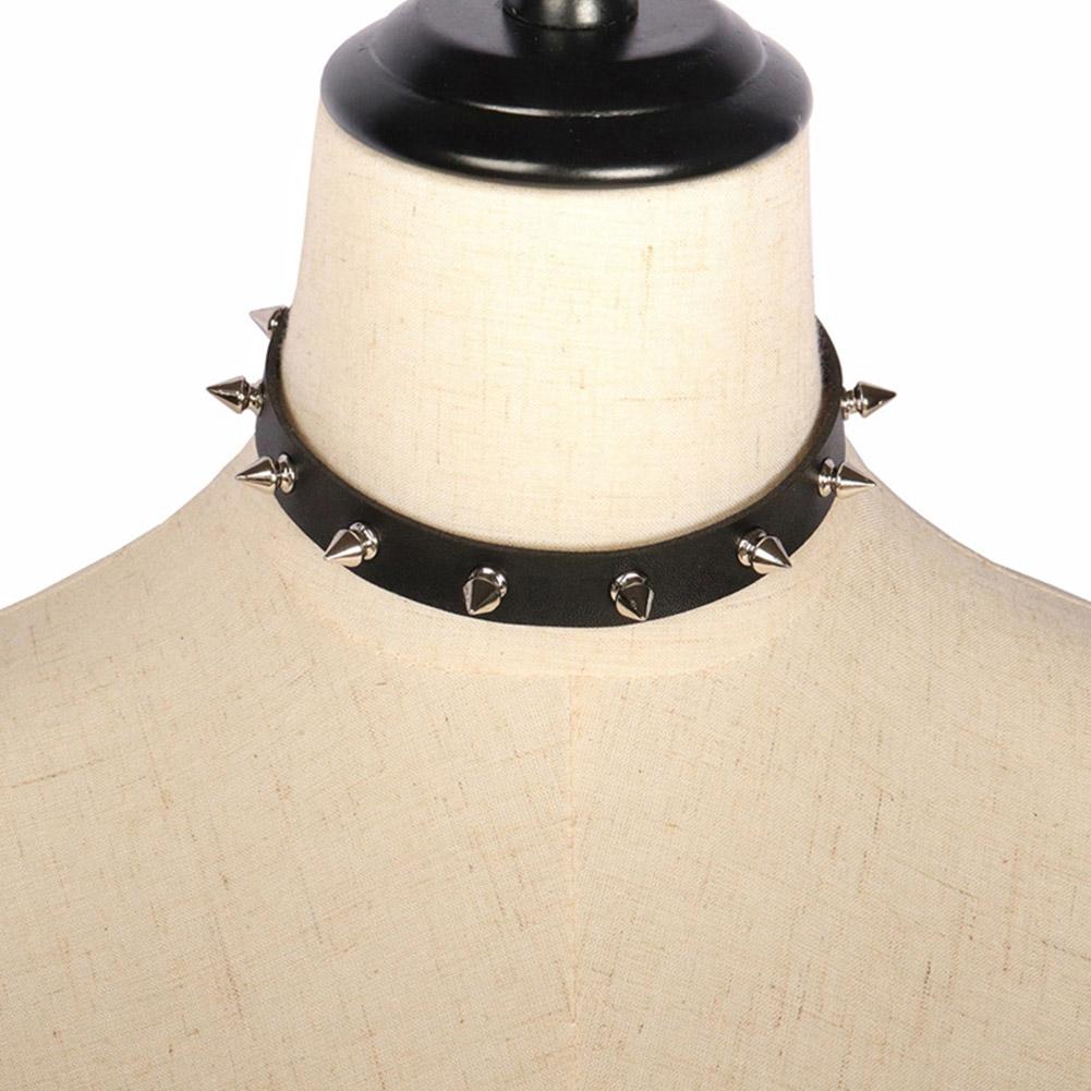 Collar de cuero PU negro para  - Goth Punk Spike Choker reseña y precio
